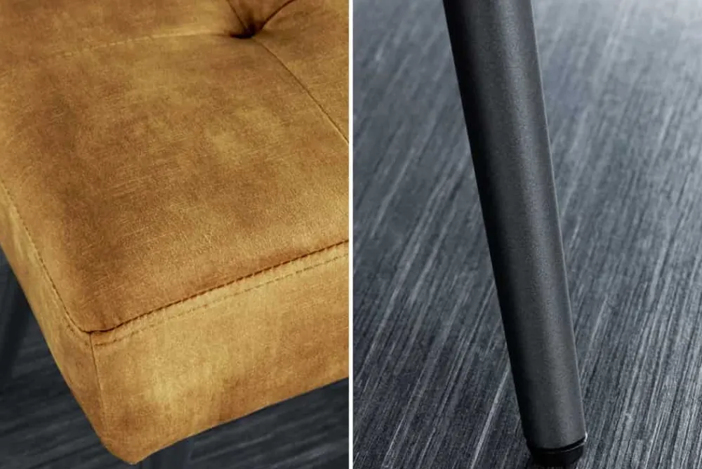 Riess-Ambiente Sitzbänke|Samt Möbel > Design Sitzbank BOUTIQUE 100cm senfgelb Samt schwarze Metallbeine