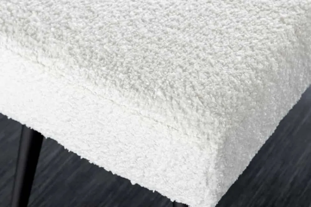 Riess-Ambiente Sitzbänke > Design Sitzbank BOUTIQUE 100cm weiß Bouclé schwarze Metallbeine Polsterbank