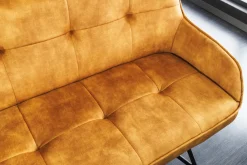 Riess-Ambiente Sitzbänke|Samt Möbel > Design Sitzbank EUPHORIA 160cm senfgelb Samt Retrostil Ziersteppung Hairpin Legs Metallbeine Armlehnen