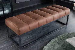 Riess-Ambiente Sitzbänke > Design Sitzbank PETIT BEAUTÉ 110cm antik braun Microfaser schwarzes Metallgestell