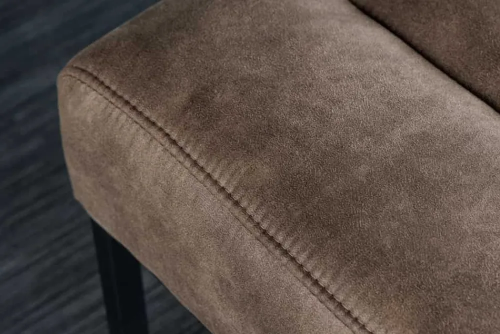 Riess-Ambiente Sitzbänke > Design Sitzbank PETIT BEAUTÉ 110cm vintage taupe Microfaser schwarzes Metallgestell