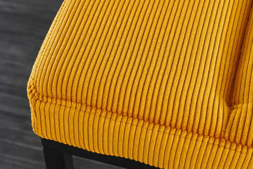 Riess-Ambiente Skandinavisch|Sitzbänke > Design Sitzbank PETIT BEAUTÉ 80cm senfgelb Cord schwarzes Gestell