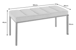 Riess-Ambiente Skandinavisch|Sitzbänke > Design Sitzbank PETIT BEAUTÉ 80cm grau Samt schwarzes Gestell