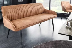Riess-Ambiente Sitzbänke|Retro Möbel > Design Sitzbank TURIN 160cm braun schwarz Metallbeine mit Armlehne