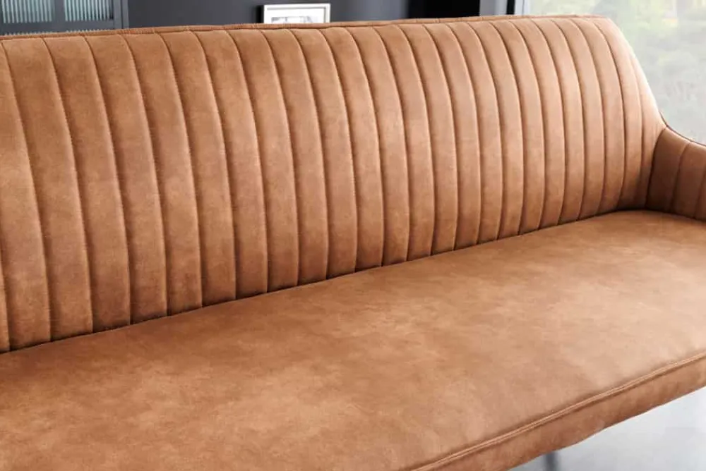 Riess-Ambiente Sitzbänke|Retro Möbel > Design Sitzbank TURIN 160cm braun schwarz Metallbeine mit Armlehne