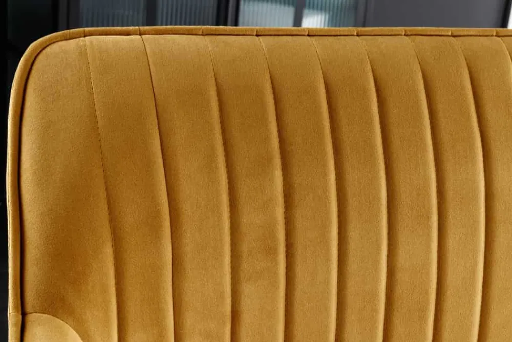 Riess-Ambiente Sitzbänke|Retro Möbel > Design Sitzbank TURIN 160cm senfgelb Samt schwarz Metallbeine Armlehne