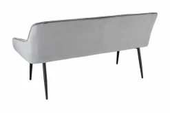 Riess-Ambiente Sitzbänke|Retro Möbel > Design Sitzbank TURIN 160cm silbergrau Samt schwarz Metall Armlehne