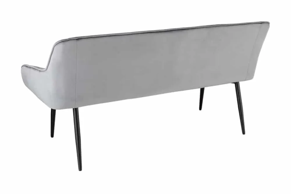 Riess-Ambiente Sitzbänke|Retro Möbel > Design Sitzbank TURIN 160cm silbergrau Samt schwarz Metall Armlehne