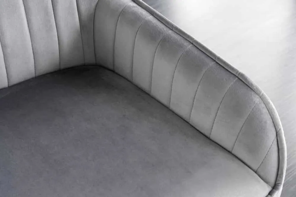 Riess-Ambiente Sitzbänke|Retro Möbel > Design Sitzbank TURIN 160cm silbergrau Samt schwarz Metall Armlehne