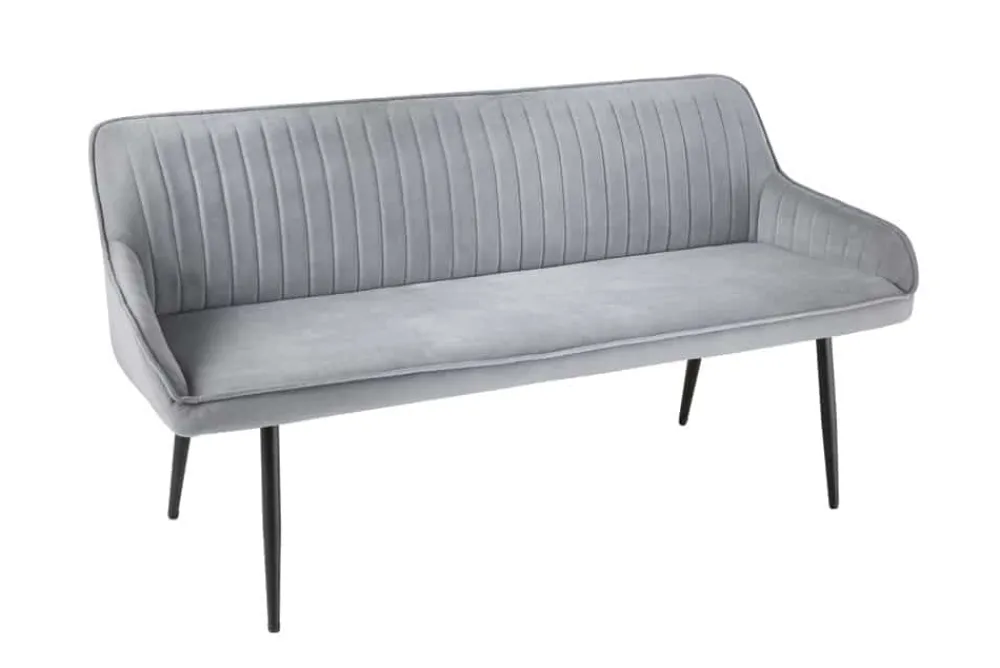 Riess-Ambiente Sitzbänke|Retro Möbel > Design Sitzbank TURIN 160cm silbergrau Samt schwarz Metall Armlehne