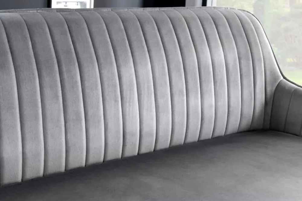 Riess-Ambiente Sitzbänke|Retro Möbel > Design Sitzbank TURIN 160cm silbergrau Samt schwarz Metall Armlehne