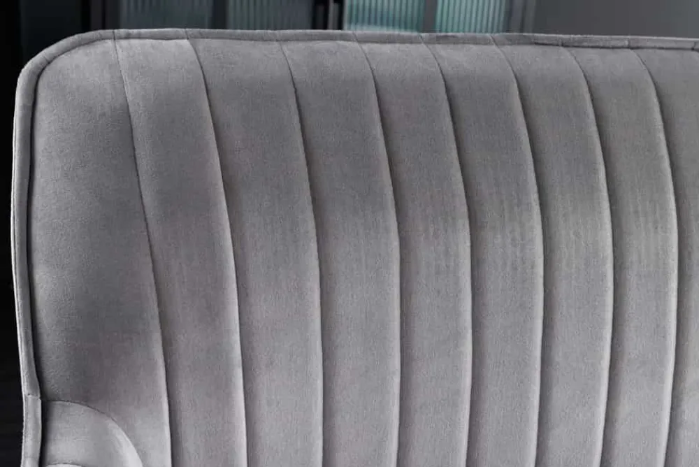 Riess-Ambiente Sitzbänke|Retro Möbel > Design Sitzbank TURIN 160cm silbergrau Samt schwarz Metall Armlehne