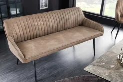 Riess-Ambiente Sitzbänke|Retro Möbel > Design Sitzbank TURIN 160cm taupe schwarz Metallbeine mit Armlehne