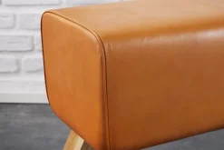 Riess-Ambiente Sitzbänke|Retro Möbel > Design Sitzbank TURNBOCK 100cm cognac Echtleder Mangoholz Retro Sitzhocker