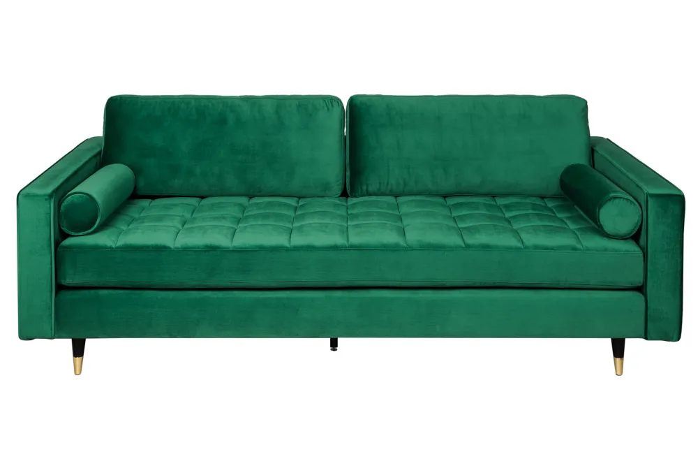 Riess-Ambiente Samt Möbel|3-Sitzer Sofa > Design 3-Sitzer Sofa COZY VELVET 220cm smaragdgrün Samt Federkern Lounge