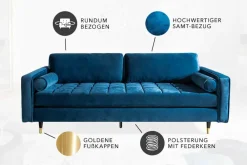 Riess-Ambiente Samt Möbel|3-Sitzer Sofa ><noscript><img width=