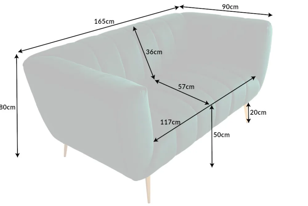 Riess-Ambiente 2-Sitzer Sofa|Goldene Möbel > Design 2-Sitzer Sofa NOBLESSE 165cm smaragdgrün Samt Federkern goldene Metallfüße