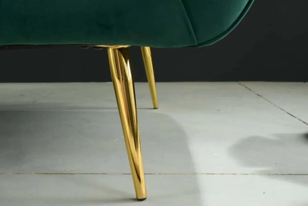 Riess-Ambiente 2-Sitzer Sofa|Goldene Möbel > Design 2-Sitzer Sofa NOBLESSE 165cm smaragdgrün Samt Federkern goldene Metallfüße