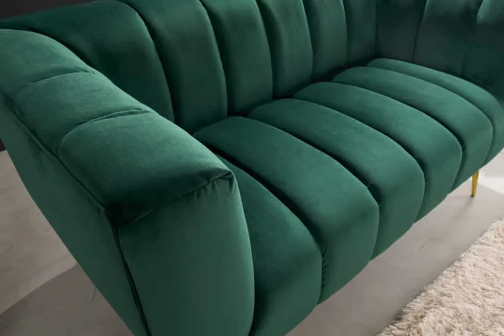 Riess-Ambiente 2-Sitzer Sofa|Goldene Möbel > Design 2-Sitzer Sofa NOBLESSE 165cm smaragdgrün Samt Federkern goldene Metallfüße