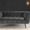 Riess-Ambiente 2-Sitzer Sofa|Goldene Möbel > Design 2-Sitzer Sofa NOBLESSE 165cm grau Samt schwarze Metallfüße Federkern