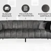 Riess-Ambiente Samt Möbel|Retro Möbel > Design 3-Sitzer Sofa NOBLESSE 225cm grau Samt Federkern schwarze Metallfüße