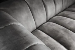 Riess-Ambiente Samt Möbel|Retro Möbel > Design 3-Sitzer Sofa NOBLESSE 225cm grau Samt Federkern schwarze Metallfüße