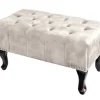 Riess-Ambiente Sitzhocker|Samt Möbel > Design Sitzhocker CHESTERFIELD 80cm champagner beige Samt Knopfheftung Nietenbesatz