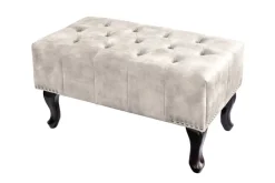 Riess-Ambiente Sitzhocker|Samt Möbel > Design Sitzhocker CHESTERFIELD 80cm champagner beige Samt Knopfheftung Nietenbesatz