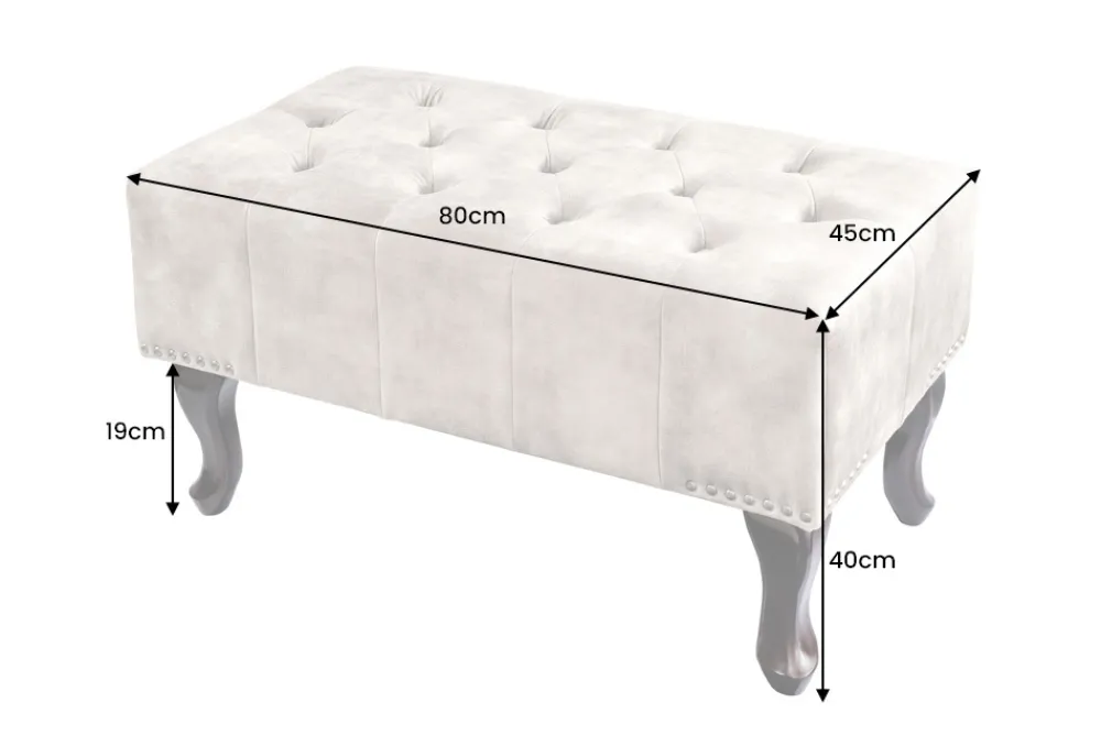 Riess-Ambiente Sitzhocker|Samt Möbel > Design Sitzhocker CHESTERFIELD 80cm champagner beige Samt Knopfheftung Nietenbesatz