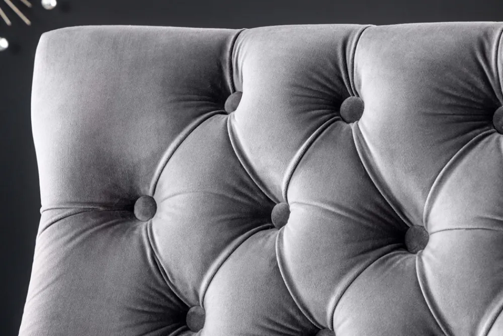Riess-Ambiente Sitzbänke|Samt Möbel > Design Sofabank CASTLE DELUXE 165cm grau Samt Löwenkopf Chesterfield Barock