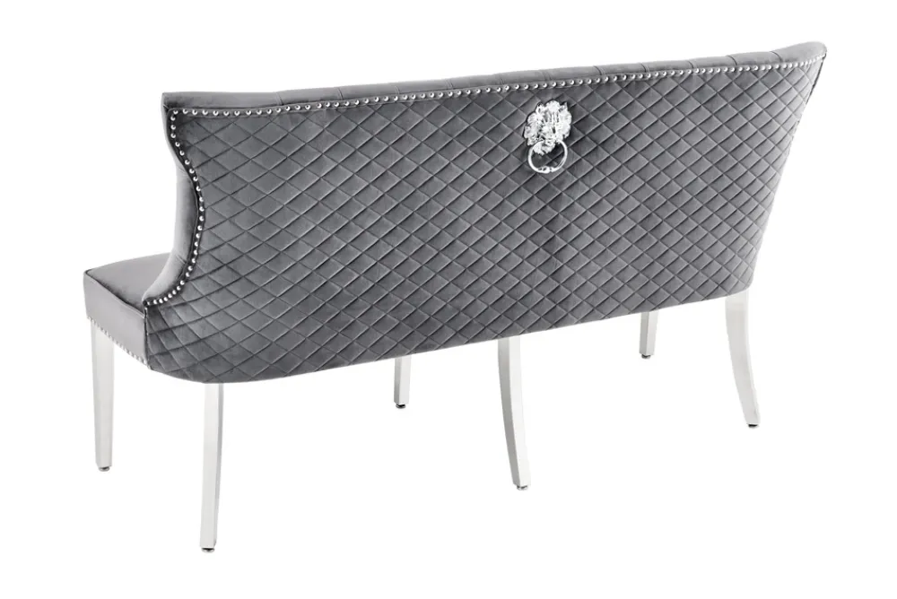 Riess-Ambiente Sitzbänke|Samt Möbel > Design Sofabank CASTLE DELUXE 165cm grau Samt Löwenkopf Chesterfield Barock