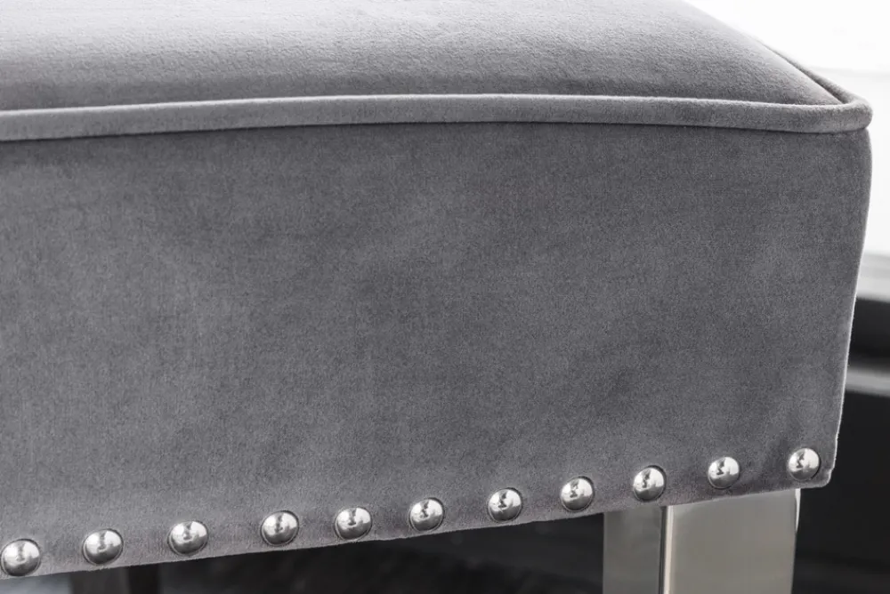 Riess-Ambiente Sitzbänke|Samt Möbel > Design Sofabank CASTLE DELUXE 165cm grau Samt Löwenkopf Chesterfield Barock