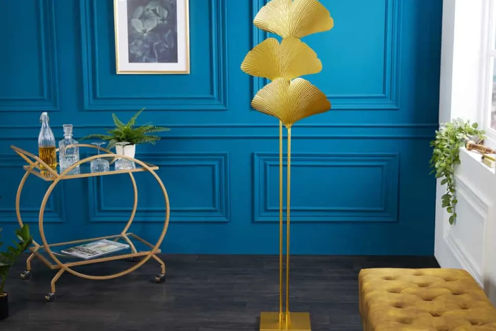 Riess-Ambiente Goldene Möbel|Stehleuchten > Design Stehlampe GINKGO 160cm gold Metall