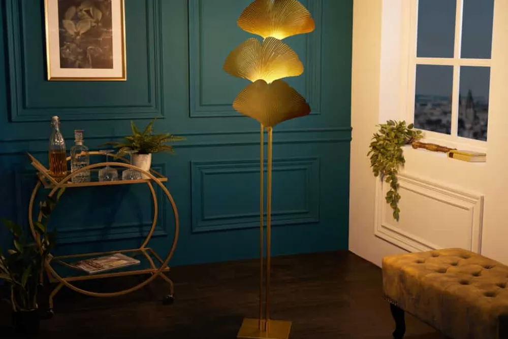 Riess-Ambiente Goldene Möbel|Stehleuchten > Design Stehlampe GINKGO 160cm gold Metall