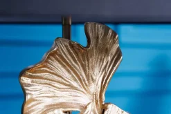 Riess-Ambiente Goldene Möbel|Stehleuchten > Design Stehlampe GINKGO 122cm schwarz Stoffschirm gold Metall handmade Marmor-Fuß
