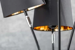 Riess-Ambiente Goldene Möbel|Retro Möbel > Design Stehlampe LEVELS 176cm mit 5 Leinenschirmen schwarz gold Stehleuchte