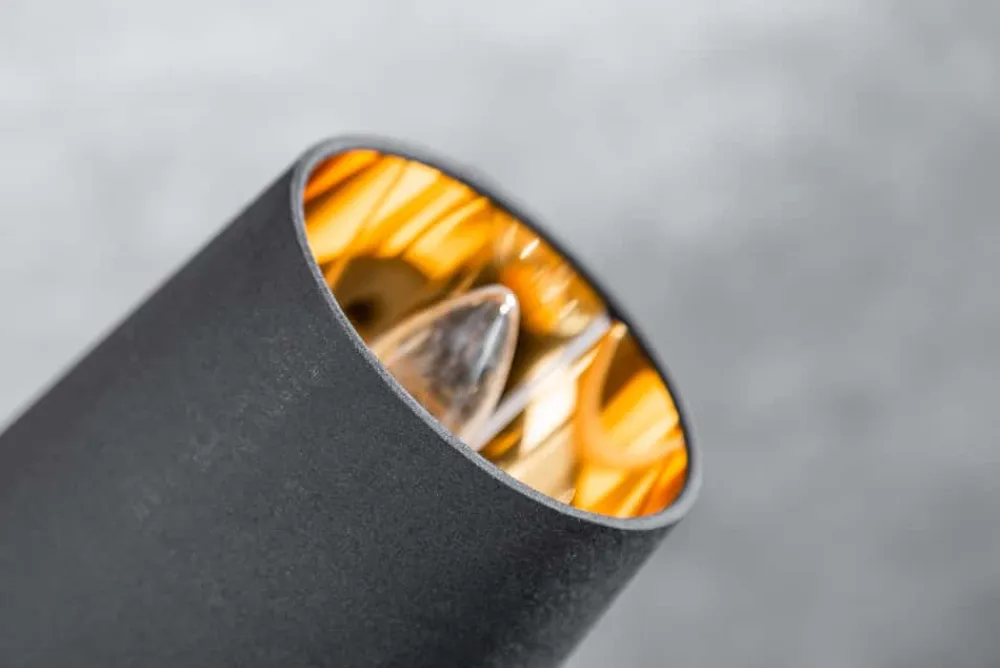 Riess-Ambiente Goldene Möbel|Retro Möbel > Design Stehlampe LEVELS 176cm mit 5 Leinenschirmen schwarz gold Stehleuchte