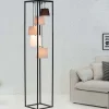 Riess-Ambiente Retro Möbel|Stehleuchten > Design Stehlampe LEVELS 180cm schwarz grau 5 Leinenschirme
