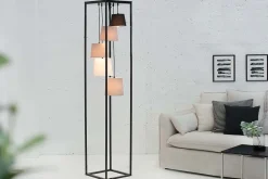 Riess-Ambiente Retro Möbel|Stehleuchten > Design Stehlampe LEVELS 180cm schwarz grau 5 Leinenschirme