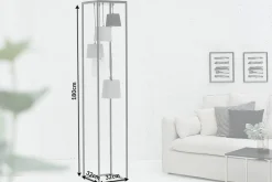 Riess-Ambiente Retro Möbel|Stehleuchten > Design Stehlampe LEVELS 180cm schwarz grau 5 Leinenschirme