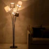 Riess-Ambiente Retro Möbel|Stehleuchten > Design Stehlampe LEVELS 176cm schwarz grau mit 5 Leinenschirmen