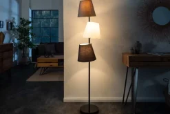 Riess-Ambiente Retro Möbel|Stehleuchten > Design Stehlampe LEVELS 163cm schwarz grau mit 3 Leinenschirmen