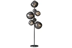Riess-Ambiente Industrial Loft|Stehleuchten > Design Stehlampe LIQUID DIAMOND 170cm smoke Glas Stahl sieben Schirme Kugelleuchte