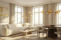 Riess-Ambiente Goldene Möbel|Stehleuchten > Design Stehlampe LIQUID DIAMOND 200cm gold fünf Glasschirme mit Marmorfuß