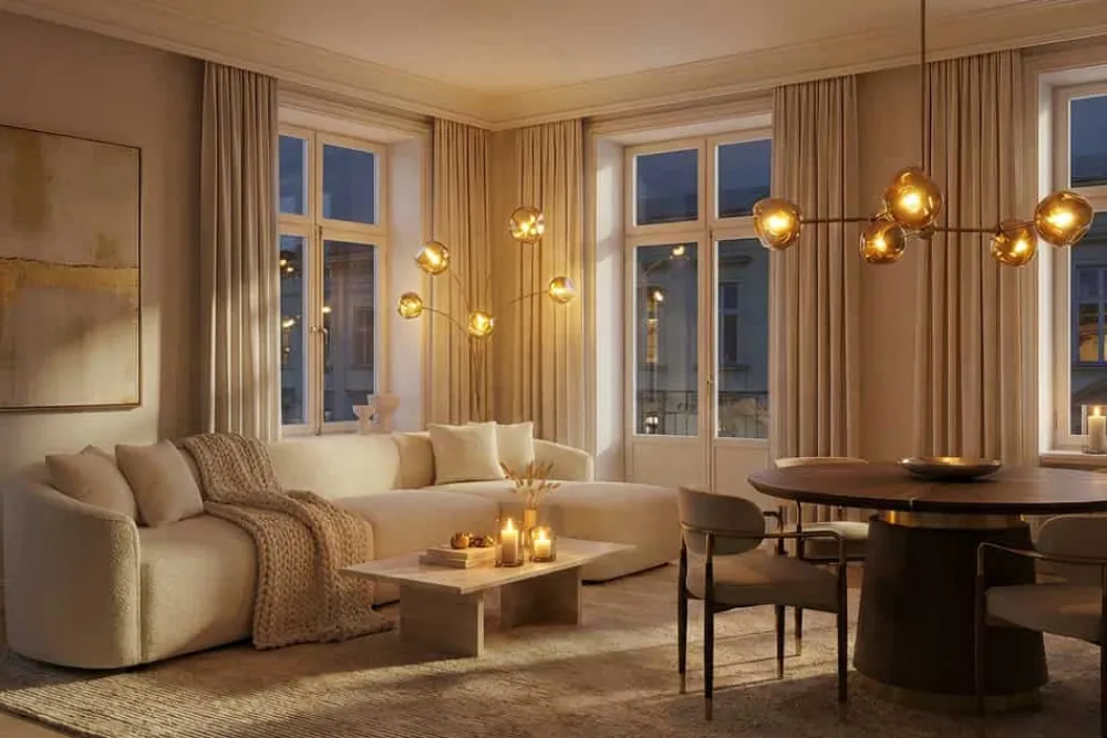 Riess-Ambiente Goldene Möbel|Stehleuchten > Design Stehlampe LIQUID DIAMOND 200cm gold fünf Glasschirme mit Marmorfuß