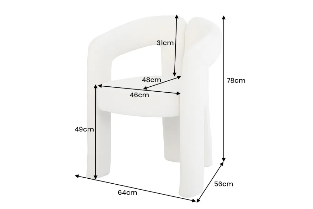 Riess-Ambiente Stühle > Design Stuhl ARCH creme weiß Chenille mit Armlehne Rundum-Bezug