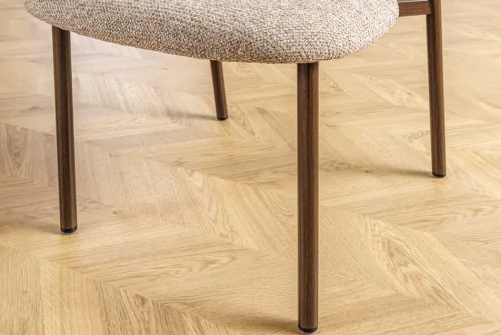 Riess-Ambiente Skandinavisch|Stühle > Design Stuhl BELFORT taupe beige Strukturstoff Metallgestell Walnuss