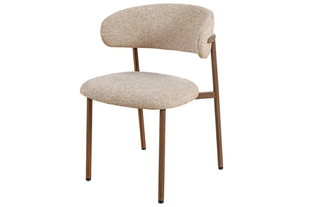 Riess-Ambiente Skandinavisch|Stühle > Design Stuhl BELFORT taupe beige Strukturstoff Metallgestell Walnuss