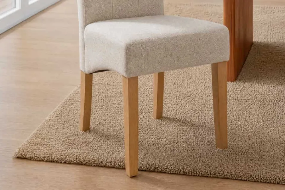 Riess-Ambiente Stühle > Design Stuhl CASA beige Bouclé Tweed Soft Massivholzbeine Zierknöpfe und Nackenrolle