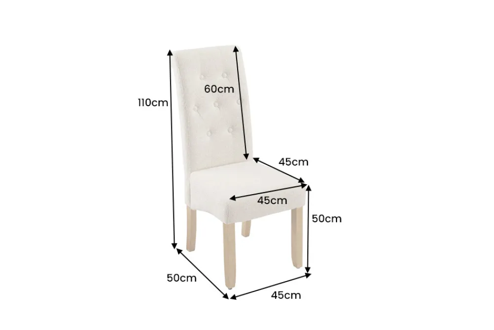 Riess-Ambiente Stühle > Design Stuhl CASA beige Bouclé Tweed Soft Massivholzbeine Zierknöpfe und Nackenrolle